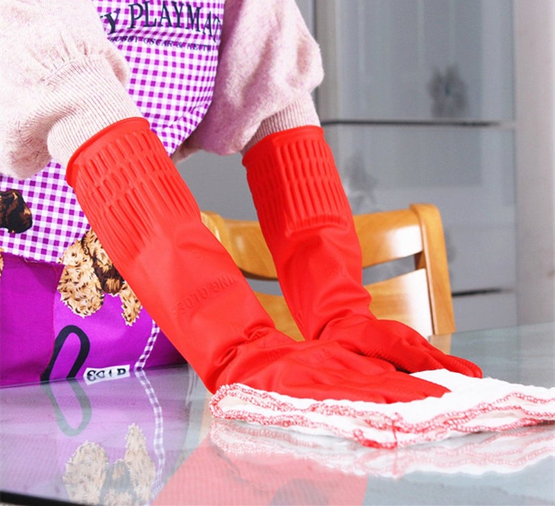 YSLON Rubber Cleaning Gloves Kitchen Dishwashing Glove 3-Pairs,Waterproof Reuseable.(Medium) - Image 4